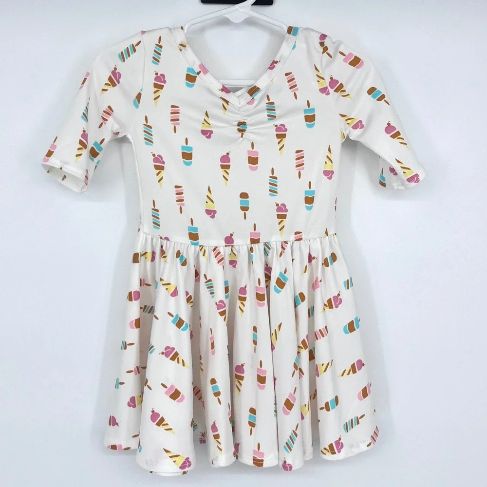 Dot Dot Smile Ice Cream Dress Girls 12/24M White Pink Blue Popsicle Criss Cross